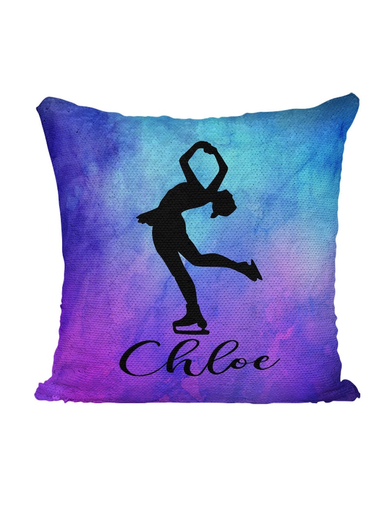 Figure Skater Custom Sequin Mermaid Flip Sequin Pillow Mermaid Silhouette