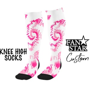 Personalized Tie Dye Knee High Socks, Custom Knee High Tie Dye Socks, Choose ANY Color Tie Dye! Great Team Gift Soccer Softball Basketball