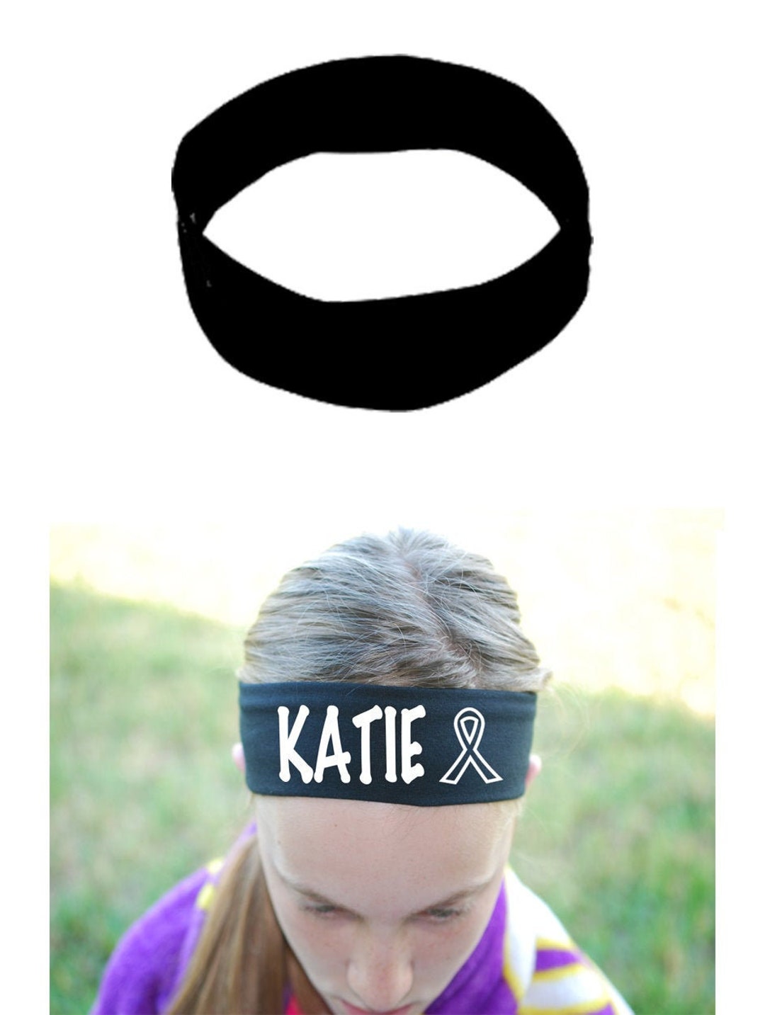 CUSTOM Cancer Awareness Ribbon Cotton/lycra Headband - Non Sparkle ...