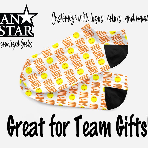 Calcetines de tobillo de softbol personalizados, calcetines de tobillo de softbol personalizados, gran regalo de equipo, ¡calcetines de softbol divertidos!