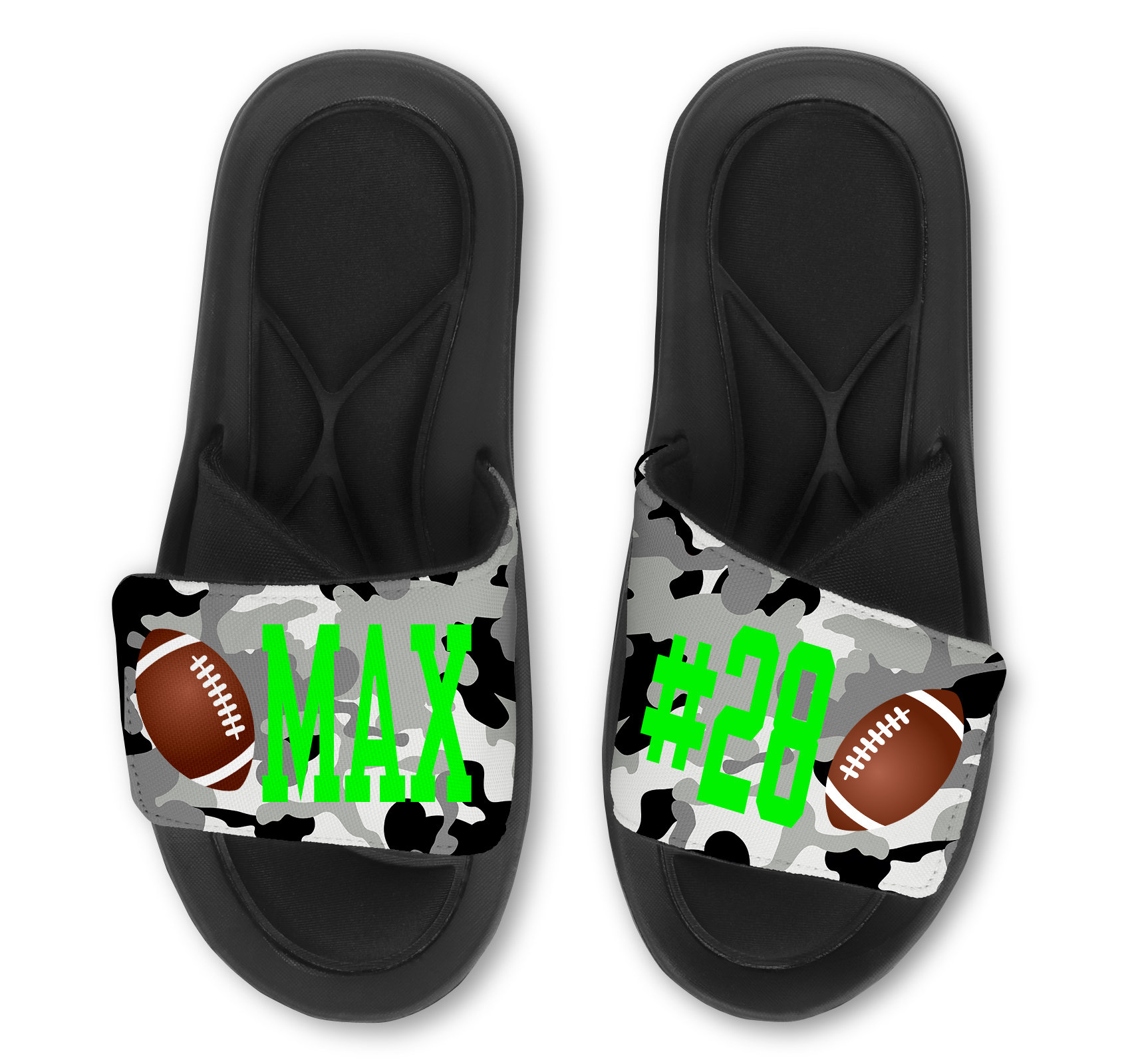 Custom FOOTBALL Slides Flip Flops Sandals Personalized Camo Etsy 日本