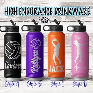 Personalized Volleyball Water Bottle Laser Engraved With Name, Choose a ...