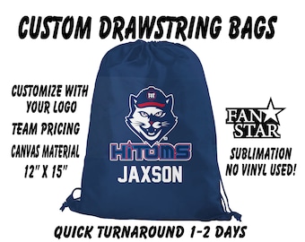 Personalized Baseball Laces Drawstring Bag - Custom Baseball Drawstring Bag - Choose Your Colors!!