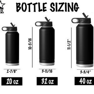 12, 20, 32, or 40 Ounce Gymnastics Coach Water Bottle Laser Engraved, Choose a Color and Size, Stainless Steel, Kids Water Bottles image 7