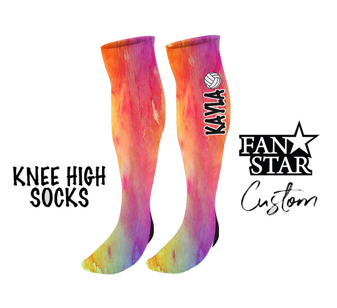 Personalized Volleyball Knee High Socks, Custom Volleyball Watercolor