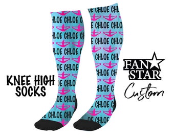 Personalized Cheer Prism Knee High Socks, Custom Cheer Toe Touch Prism Knee High Socks, Choose Your Color and add your team name!