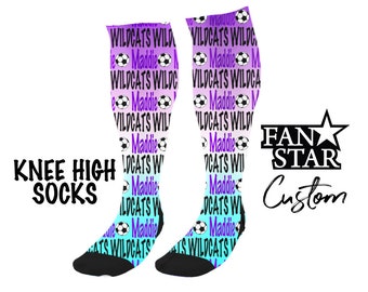 Personalized Soccer Socks with Name, Custom Ombre Soccer Socks, Choose Your Color Ombre Colors (Any Color!) Knee High Socks