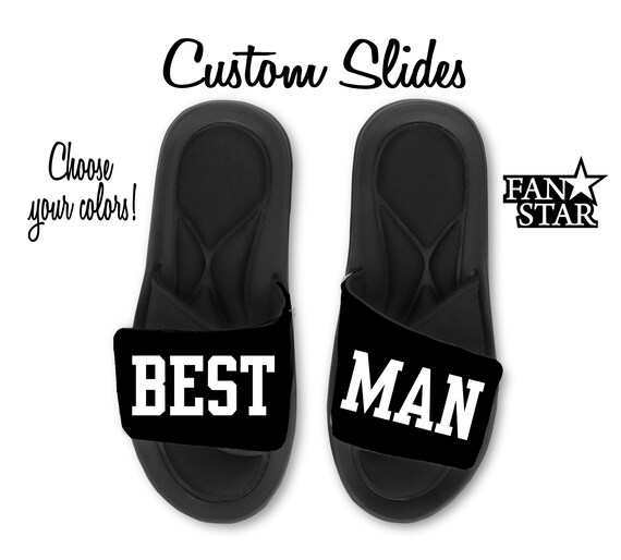 Personalized Best Man Slides Sandals Custom Bachelor Bridal Party