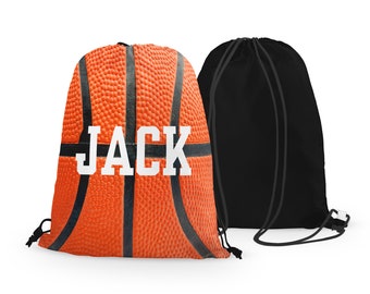 Personalized Basketball Drawstring Bag - Custom Basketball Drawstring Bag - Choose Your Colors!!