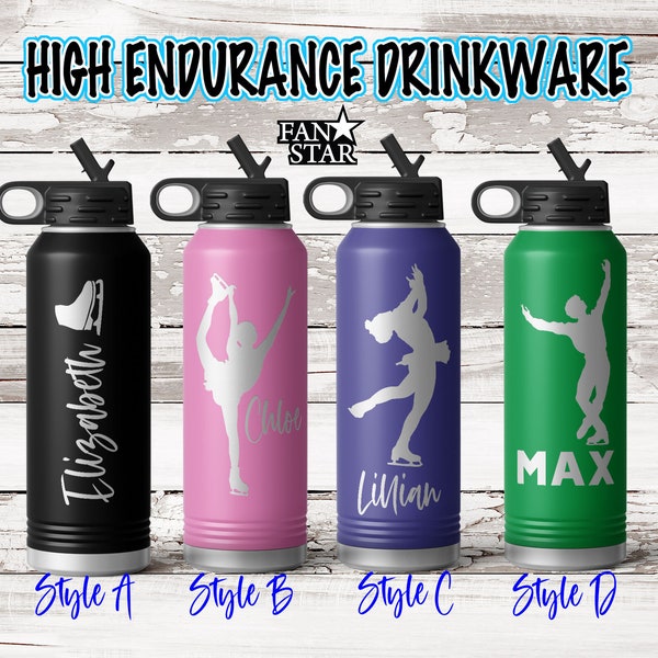 Personalized Figure Skater Water Bottle Engraved, Figure Skating Water Bottle, Stainless Steel for Long Lasting Cold or Hot Drinks