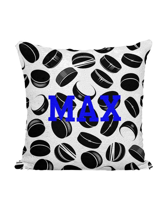 Personalized Hockey Pucks Custom Sequin Mermaid Flip Pillow Etsy