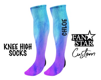 Personalized Name Knee High Socks, Custom Name Knee High Socks, Great Team Gift or Birthday Gift!