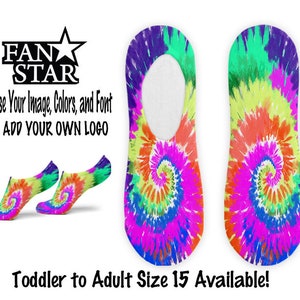 Personalized Tie Dye No Show Ankle Socks, Custom Tie Dye Socks, Tie Dye Socks Gift, Poly Cotton Blend Anklets, Fits Kids and Adults