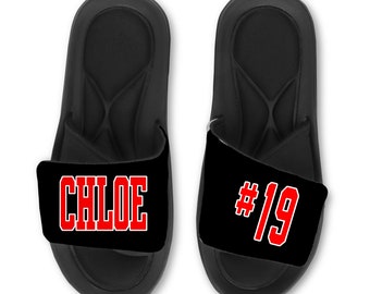 Personalized Custom Slides Flip Flops Sandals -  Customize with Your Name, Number, and Background!