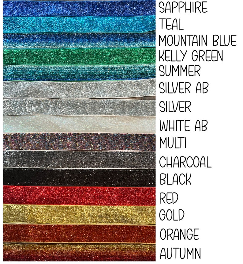 Puede incluir: Una colecci&oacute;n de 14 cintas de brillo de diferentes colores, incluyendo zafiro, verde azulado, azul monta&ntilde;a, verde kelly, verano, plata AB, plata, blanco AB, multi, carb&oacute;n, negro, rojo, oro, naranja y oto&ntilde;o.