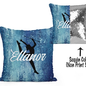 Personalized Baton Twirler Sequin Mermaid Flip Pillow with Choice of FAUX Glitter Background Color!  Twirler Gift for Your Baton Twirler