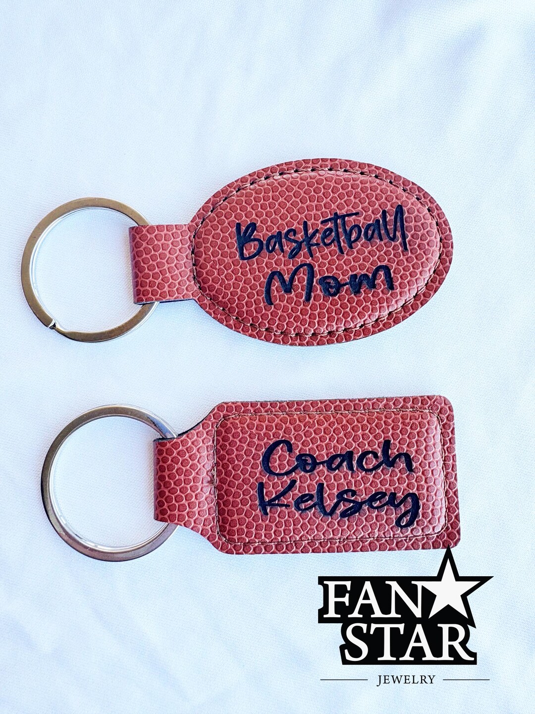 Personalized Basketball Keychain – Custom Engraved Leatherette Team ...