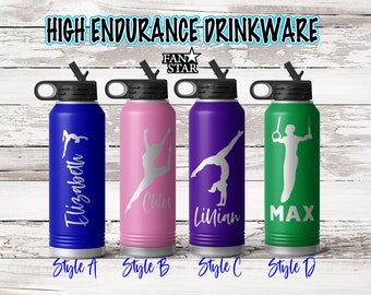 Personalized Gymnastics Water Bottle Engraved, Custom Gymnast Water Bottle, Stainless Steel for Long Lasting Cold or Hot Drinks