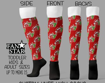 Custom 67 Six Seven Christmas Athletic Ribbed Knee High Socks, Great for Sports!
