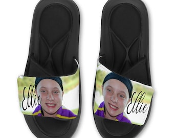 Personalized Custom PICTURE Slides Flip Flops Sandals - Memory Foam Sole