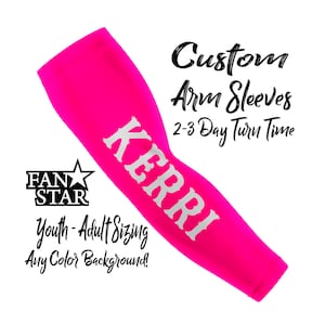 Personalized Hot Pink arm sleeve Custom Baseball Fastpitch Compression Sleeve Great Team Gift or Party Favors Single or Bulk Orders image 1