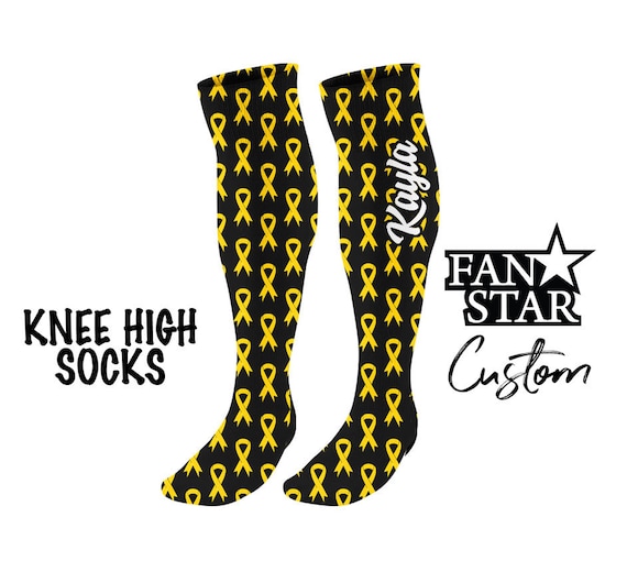 Personalized Childhood Cancer Gold Ribbon Knee High Socks -  Denmark