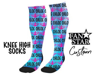 Personalized Cheer Toe Touch Knee High Socks, Custom Cheer Team Knee High Socks, Choose Your Color and add your team name!