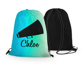 Bolsa con cordón personalizada para animadoras, mochila con cordón con megáfono para animadoras personalizada, regalos para el equipo de animadoras. Fondo abstracto