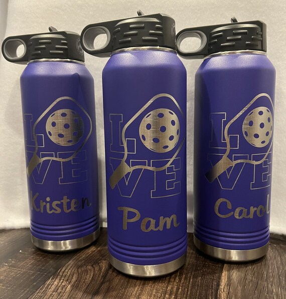 Personalized Pickleball Water Bottle Laser Engraved With Name