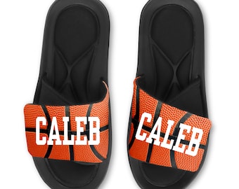 Personalized BASKETBALL Slides Flip Flops Sandals -  Customize with Your Name and/or Number