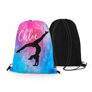 Personalized Gymnast Drawstring Bag Custom Gymnastics Drawstring Bag Choose Your Colors image 1