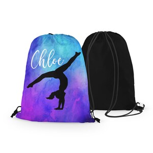 Personalized Gymnast Drawstring Bag Custom Gymnastics Drawstring Bag Choose Your Colors image 2