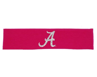 Alabama Logo Headband - Hot Pink/Silver Sparkle