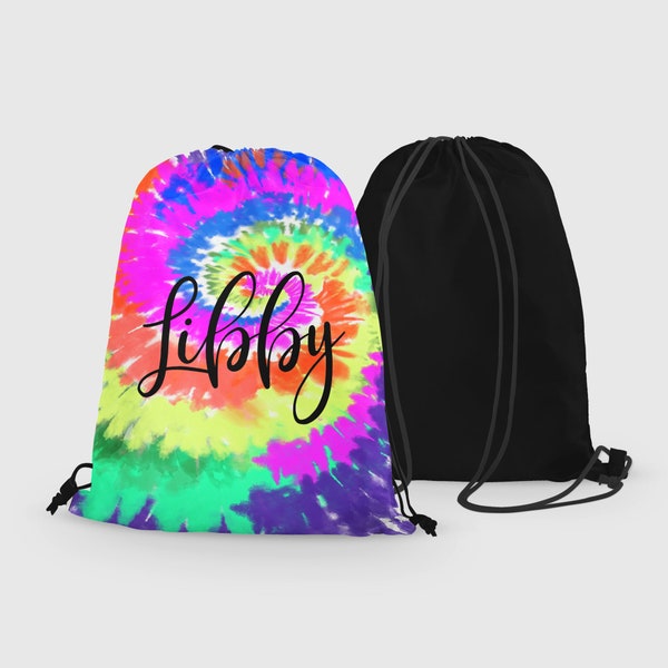 Personalized Tie Dye Drawstring Bag - Custom Tie Dye Drawstring Bag - Choose Your Colors!!