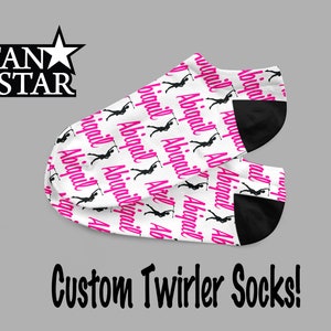 Personalized Baton Twirler Socks - Custom Twirling Socks - Crew No Show Socks