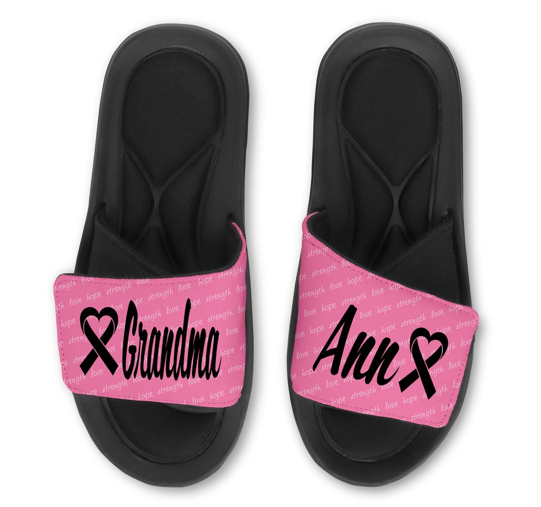Personalized Breast Cancer Awareness Slides Sandals Flip Flops ...