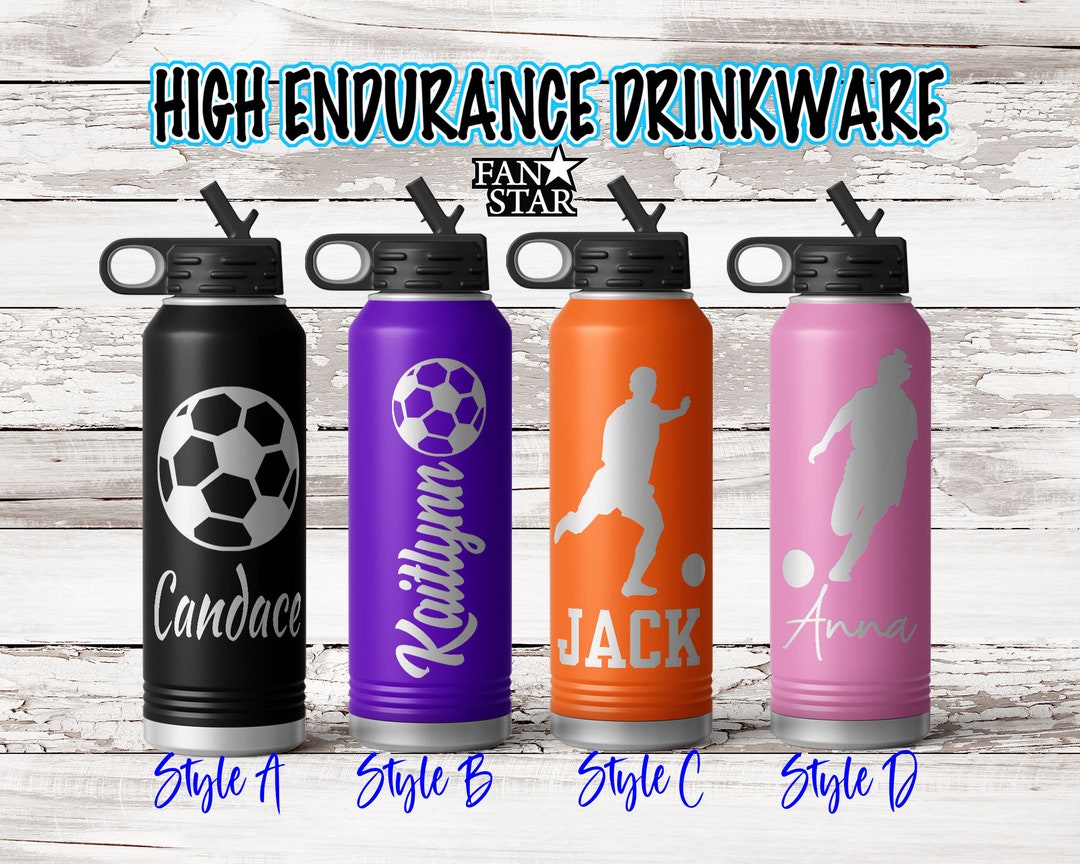Personalized Soccer Water Bottle Laser Engraved With Name, Choose a ...