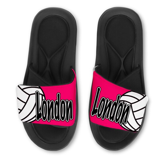 Custom VOLLEYBALL Slides Flip Flops Sandals, Large Side Volleyball Sandals,  Memory Foam Sole Slides, Pick Your Color!
