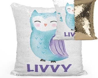 owl sequin pillow