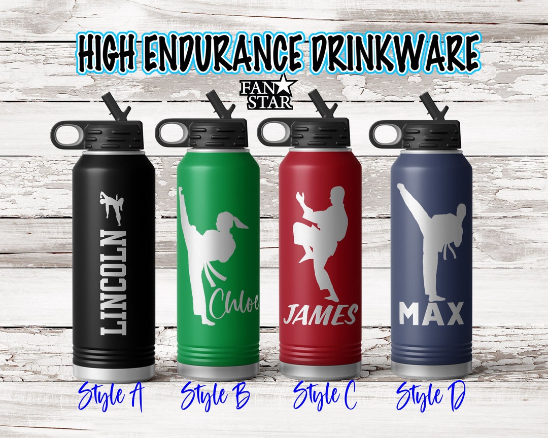 Personalized Karate Water Bottle Engraved, Custom Karate Water Bottle
