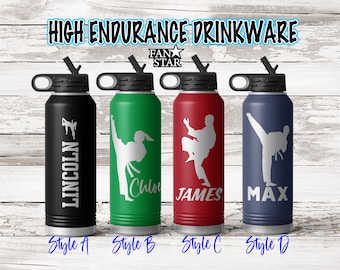 Personalized Karate Water Bottle Engraved, Custom Karate Water Bottle, Stainless Steel for Long Lasting Cold or Hot Drinks Many Sizes