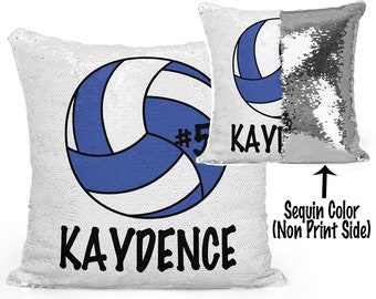 Personalized Volleyball Mermaid Sequin Flip Pillow with Customization, Volleyball Team Gift, Volleyball Pillow