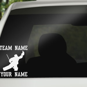 Personalize HOCKEY GOALIE SAVE Car Window Sticker Decal - Choose Your Size & Color