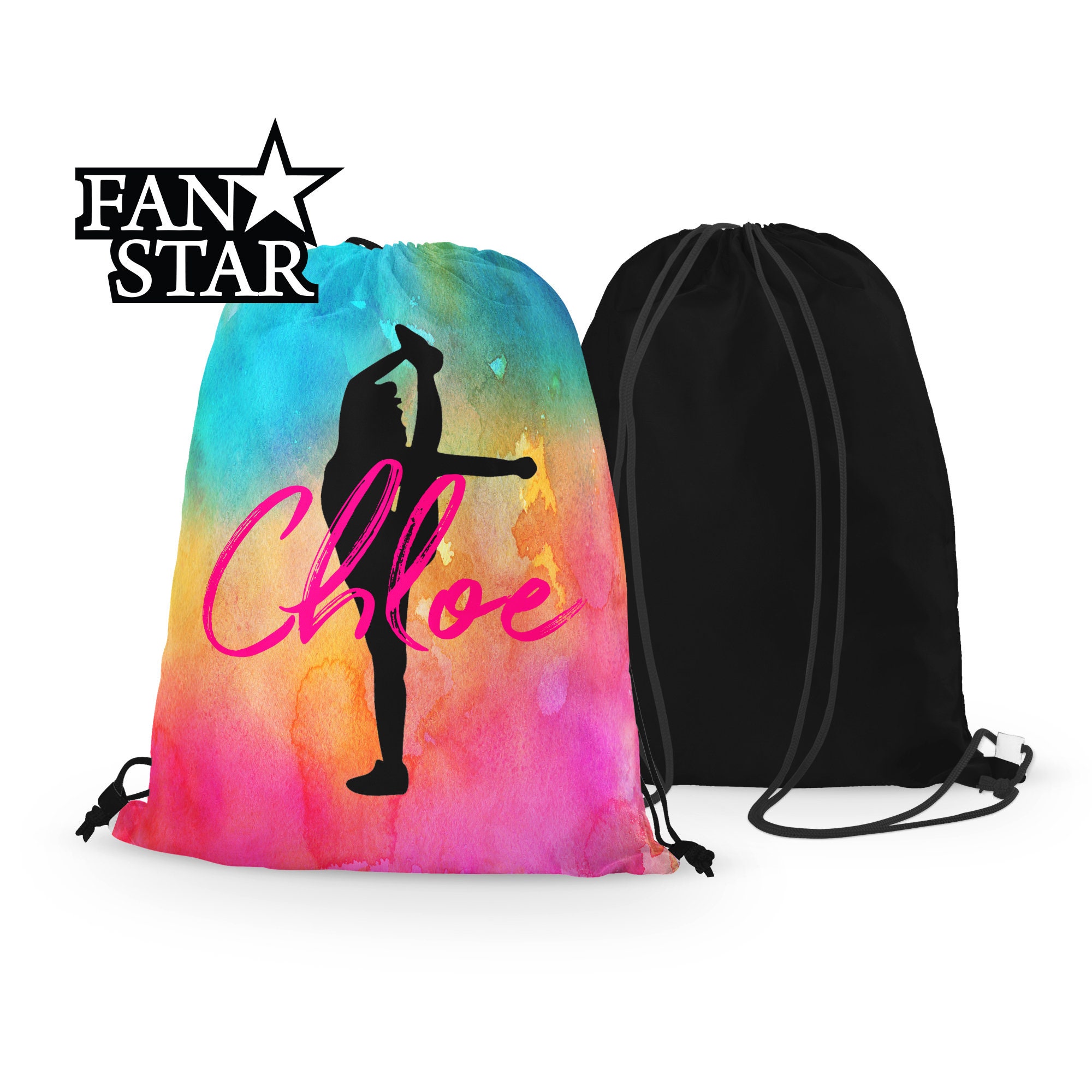 Personalized Cheer Drawstring Bag Custom Watercolor Etsy