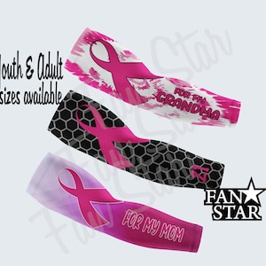 Personalized Pink Ribbon ARM Sleeve, Breast Cancer Awareness Sleeve for Kids and Adults, Fully Customizable Pink Ribbon Arm Sleeves