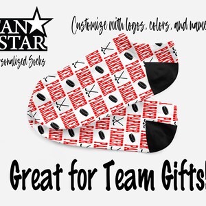 Personalized Hockey Ankle Socks, Custom Hockey Ankle Socks, Great Hockey Team Gift, Hockey Birthday, Boy and Girl Images, Fun Socks!