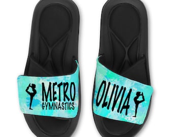 Personalized GYMNAST Slides - GYMNASTICS Custom Slides - GYMNAST Sandals - Custom Name and/or Team