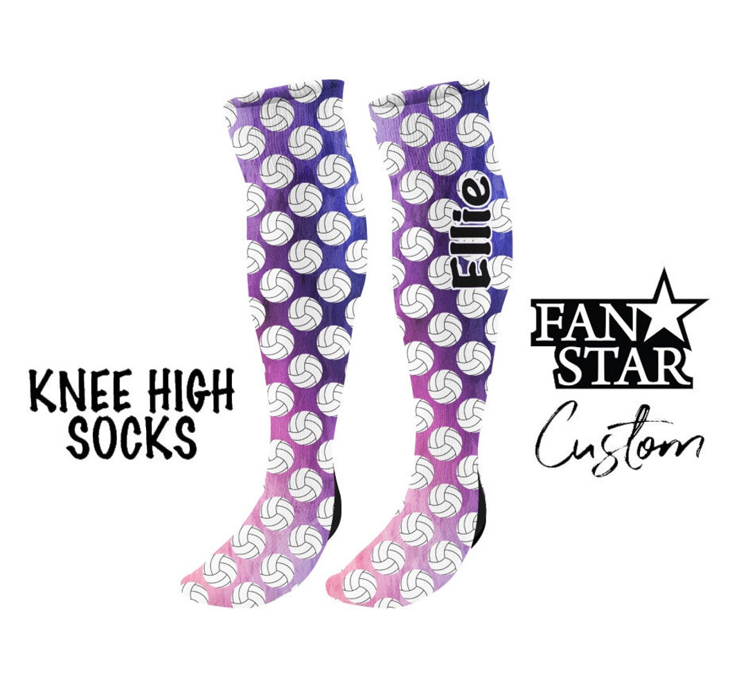 Personalized Volleyball Knee High Watercolor Socks Custom Etsy