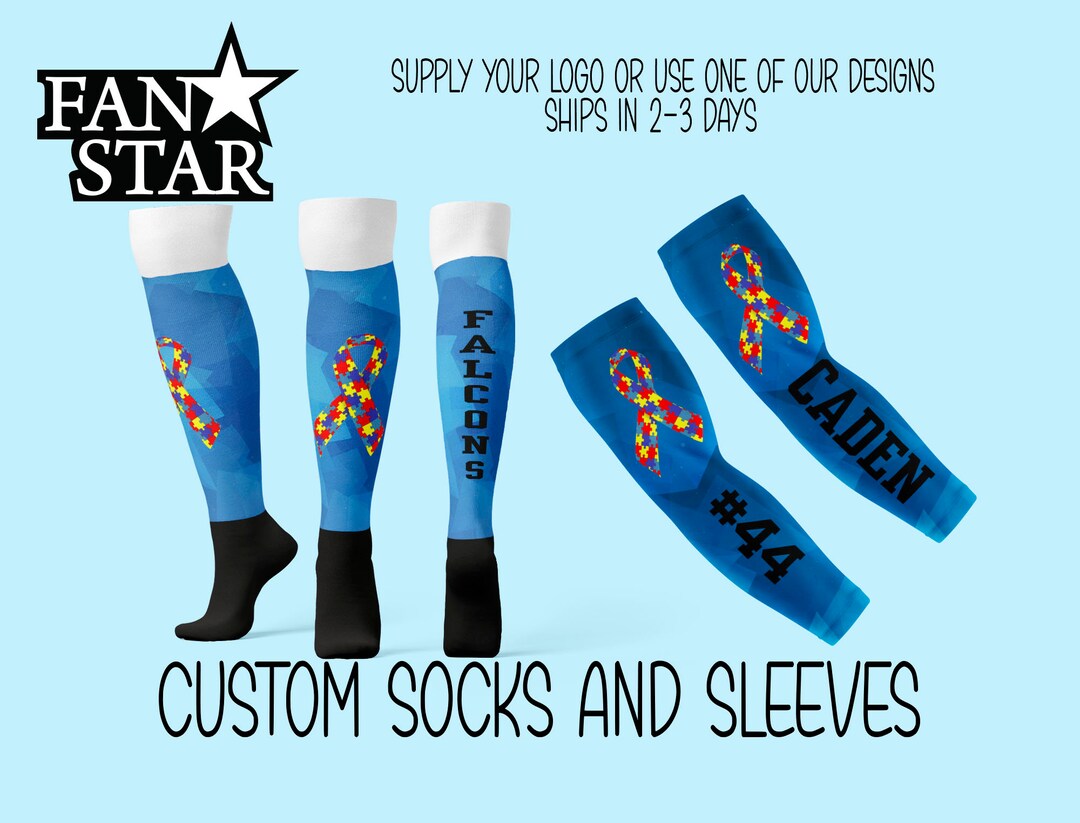 Custom Autism Ribbon Socks and Sleeves Set, Great for Awareness Events ...