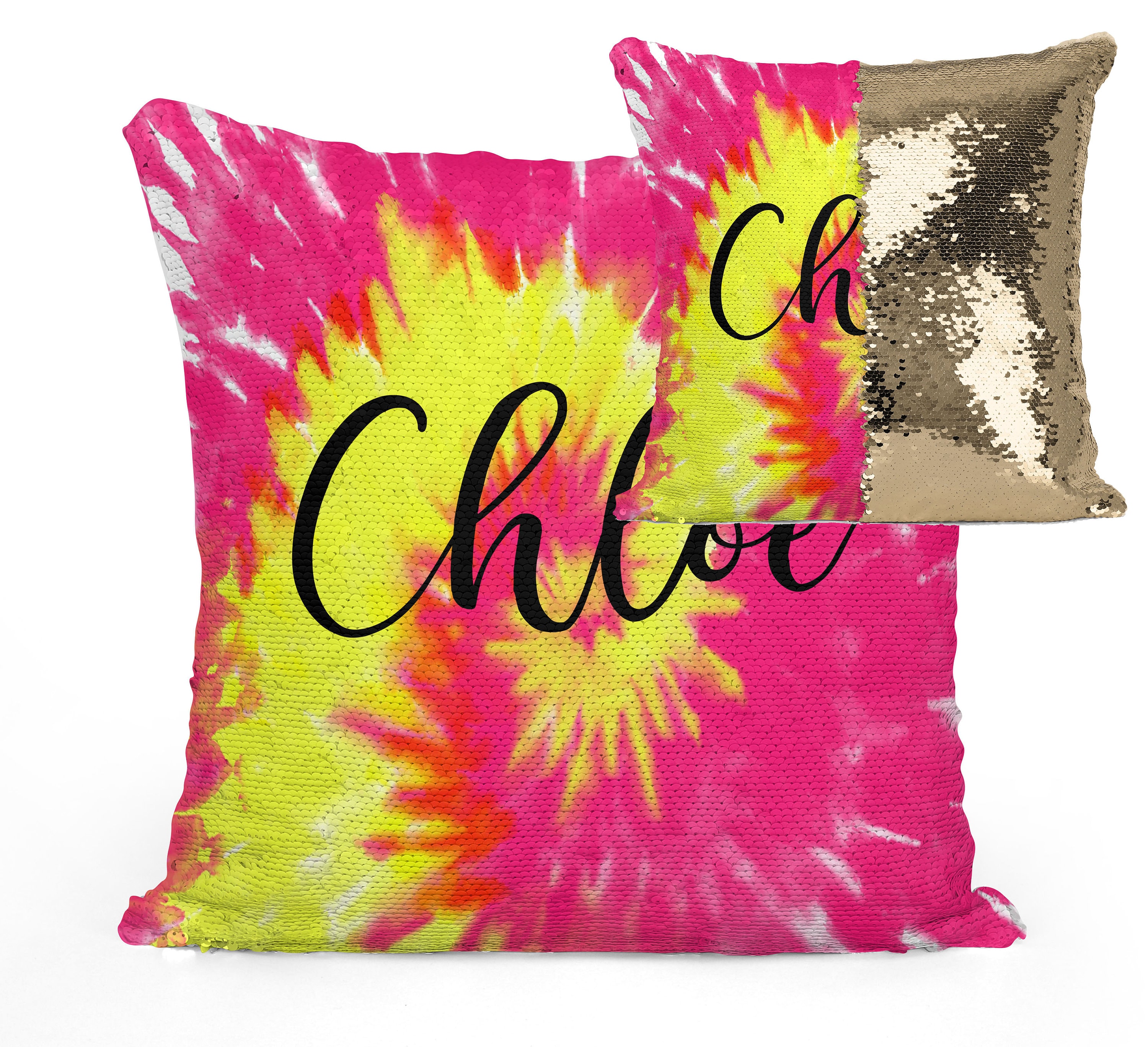 yellow sequin pillow